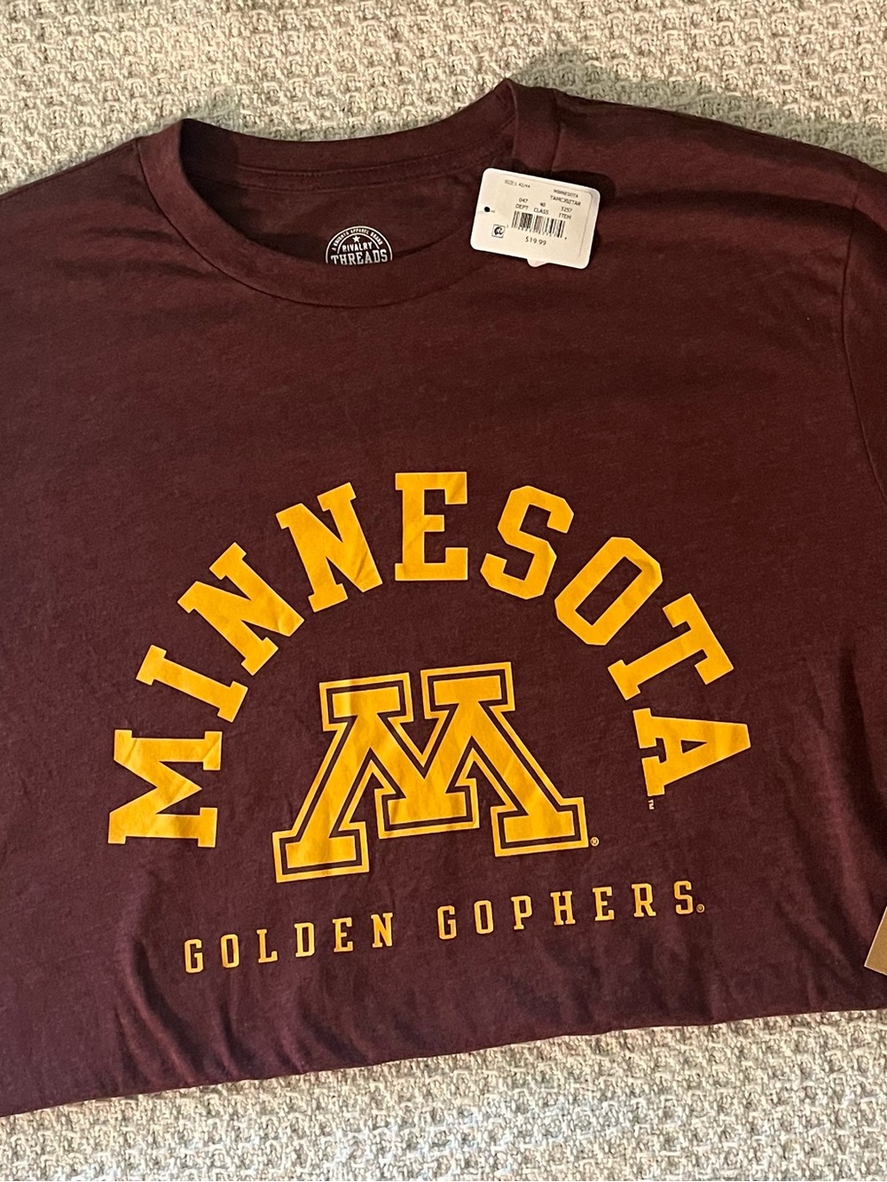 Rivalry Threads Minnesota Golden Gophers Maroon & Gold Short Sleeve Tee
